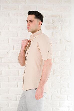 ADVANTE YAKA DÜĞMELİ DOKULU SLİMFİT ERKEK GÖMLEK