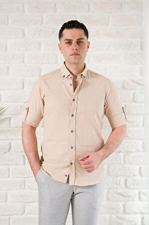 ADVANTE YAKA DÜĞMELİ DOKULU SLİMFİT ERKEK GÖMLEK