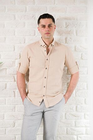 ADVANTE YAKA DÜĞMELİ DOKULU SLİMFİT ERKEK GÖMLEK