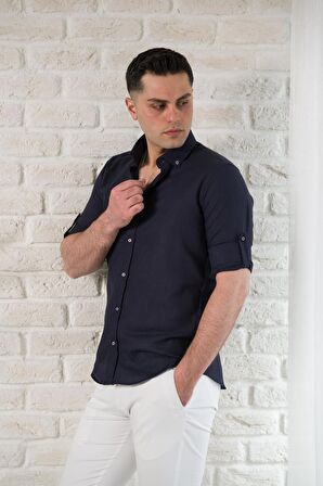 ADVANTE YAKA DÜĞMELİ DOKULU SLİMFİT ERKEK GÖMLEK