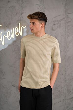 SLİMFİT LİKRALI SIFIR YAKA ERKEK TRİKO T-SHİRT