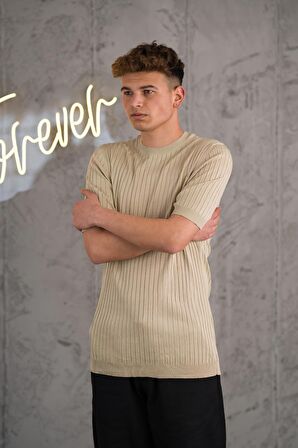 SLİMFİT LİKRALI SIFIR YAKA ERKEK TRİKO T-SHİRT