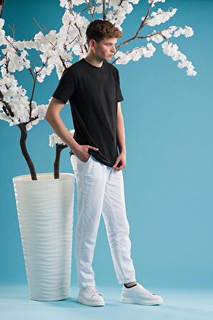 SLİMFİT PAMUKLU BİSİKLET YAKA LİKRALI KISA KOL ERKEK TRİKO YAZLIK T-SHİRT