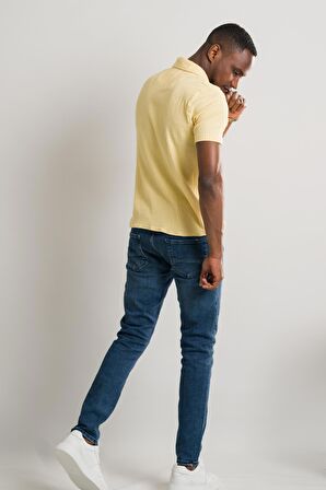 Slimfit Kısa Kol Yazlık Likralı Çizgili Erkek Triko Gömlek 