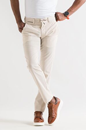 Ecer Slimfit Beli Lastikli İplikli İnce Yazlık Kumaş Jogger Pantolon