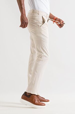 Ecer Slimfit Beli Lastikli İplikli İnce Yazlık Kumaş Jogger Pantolon