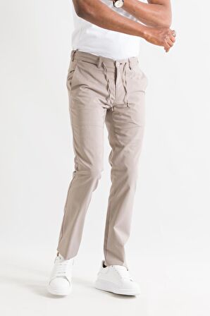 Ecer Slimfit Beli Lastikli İplikli İnce Yazlık Kumaş Jogger Pantolon