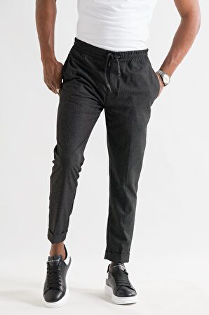 Slimfit Kapamasız Çizgili Beli Lastikli İplikli Duble Ve Dar Paça Erkek Jogger Pantolon