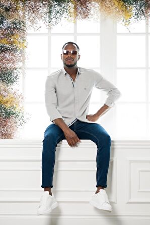 Paul Martin Slim Fit Gofre Kumaş Uzun Kol Erkek Yazlık Gömlek