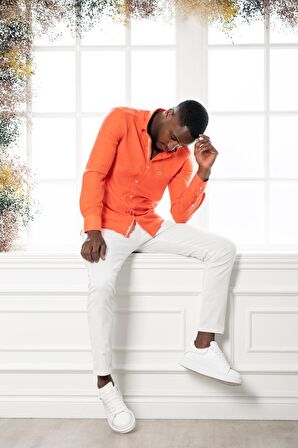 Paul Martin Slim Fit Gofre Kumaş Uzun Kol Erkek Yazlık Gömlek