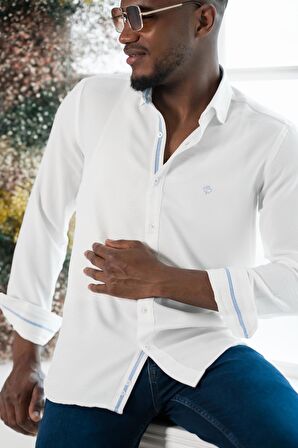 Paul Martin Slim Fit Gofre Kumaş Uzun Kol Erkek Yazlık Gömlek