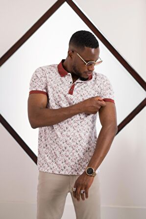 Polo Yaka Dynamıc Fit Baskı Desenli Çıt Çıt Detaylı Kısa Kol Erkek Yazlık T-shirt