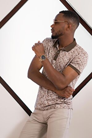Polo Yaka Dynamıc Fit Baskı Desenli Çıt Çıt Detaylı Kısa Kol Erkek Yazlık T-shirt
