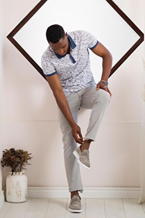 Polo Yaka Dynamıc Fit Baskı Desenli Çıt Çıt Detaylı Kısa Kol Erkek Yazlık T-shirt