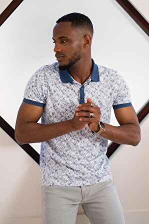 Polo Yaka Dynamıc Fit Baskı Desenli Çıt Çıt Detaylı Kısa Kol Erkek Yazlık T-shirt