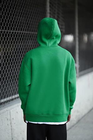 Kapşonlu 3 İplik Kalın İçi Polarlı Oversize Kangru Cepli Erkek Sweatshirt