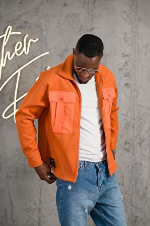 Regular Fit Torba Cepli Fermuar Kapamalı Astarsız Erkek Spor Polar Gömlek