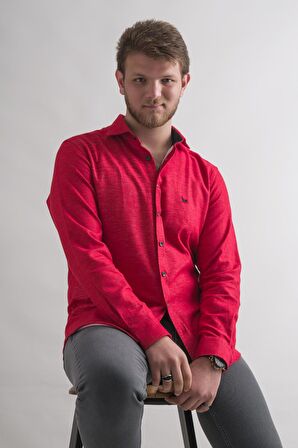 Dorss Slimfit Pamuklu Garnili Kışlık Kalın Kumaş Erkek Gömlek