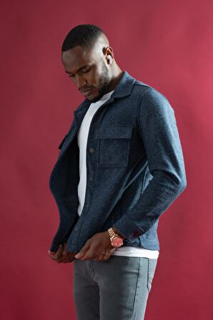 Sir Slimfit Çıtçıt Kapamalı Yan Ve Kapak Cepli Astarsız Yakalı Kırçıllı Spor Kısa Ceket 