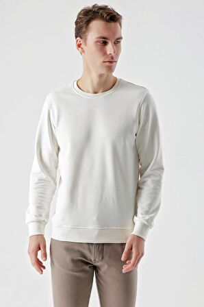 Slimfit  Bisiklet Yaka Düz Renk 2 iplik Erkek Sweatshirt