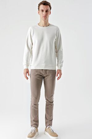 Slimfit  Bisiklet Yaka Düz Renk 2 iplik Erkek Sweatshirt