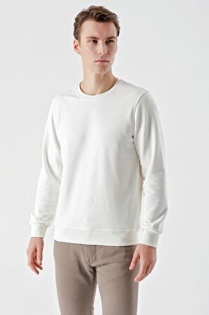 Slimfit  Bisiklet Yaka Düz Renk 2 iplik Erkek Sweatshirt