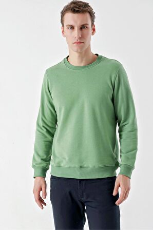 Slimfit  Bisiklet Yaka Düz Renk 2 iplik Erkek Sweatshirt