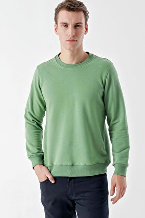 Slimfit  Bisiklet Yaka Düz Renk 2 iplik Erkek Sweatshirt