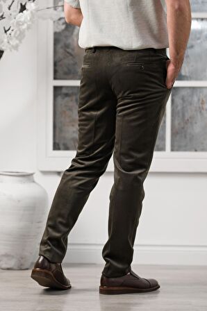 Apartro Regular Fit İnce Fitilli Boru Paça Yan Cep Kalın Kumaş Kadife Pantolon
