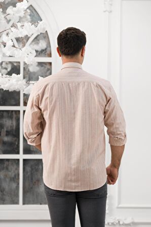 Advante Geniş Ve Rahat Kesim Cepli Çizgili Klasik Erkek Gömlek