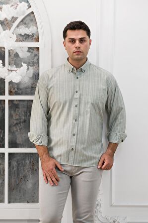Advante Geniş Ve Rahat Kesim Cepli Çizgili Klasik Erkek Gömlek