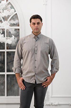 Advante Geniş Ve Rahat Kesim Cepli Çizgili Klasik Erkek Gömlek