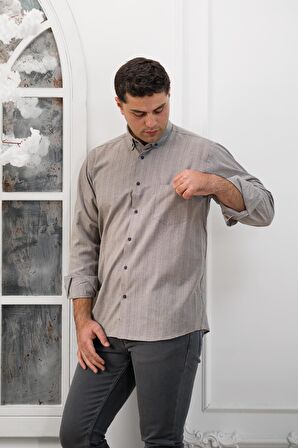 Advante Geniş Ve Rahat Kesim Cepli Çizgili Klasik Erkek Gömlek