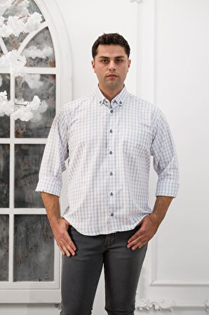 Advante Geniş Kesim Cepli Kareli Mevsimlik Kumaş Erkek Gömlek