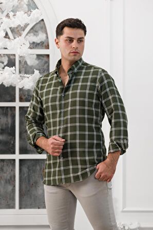 Advante Slimfit Ekoseli Yaka Düğmeli Mevsimlik Kumaş Erkek Gömlek