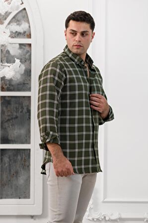 Advante Slimfit Ekoseli Yaka Düğmeli Mevsimlik Kumaş Erkek Gömlek
