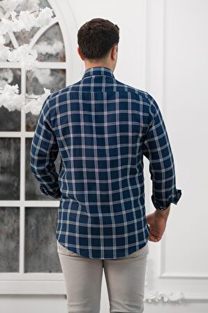 Advante Slimfit Ekoseli Yaka Düğmeli Mevsimlik Kumaş Erkek Gömlek
