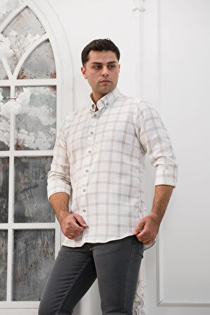 Advante Slimfit Ekoseli Yaka Düğmeli Mevsimlik Kumaş Erkek Gömlek