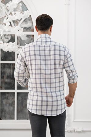 Advante Slimfit Ekoseli Yaka Düğmeli Mevsimlik Kumaş Erkek Gömlek