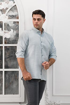 Advante Slimfit Katlamalı Kol Hasırlı Armürlü Yaka Düğmeli Erkek Gömlek