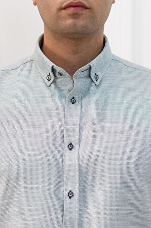 Advante Slimfit Katlamalı Kol Hasırlı Armürlü Yaka Düğmeli Erkek Gömlek