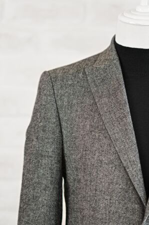 Apartro Sivri Yaka Regular Fit Çift Yırtmaç Astarlı Kışlık Kumaş Erkek Tek Ceket