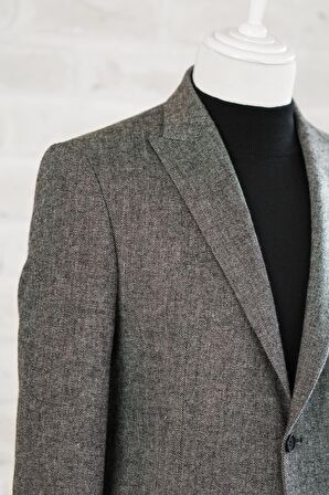 Apartro Sivri Yaka Regular Fit Çift Yırtmaç Astarlı Kışlık Kumaş Erkek Tek Ceket