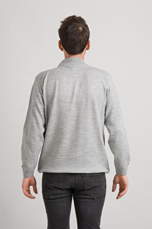 Regular Fit Yarım Balıkçı Nokta Desenli Akrilik Viskon Karışımlı Erkek Triko Kazak 