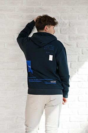 Kapşonlu Baskılı Regular Fit 2 İplik Erkek Sweatshirt