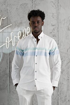 Advante Panolu Yaka Düğmeli Pamuklu Slimfit Yazlık Gömlek