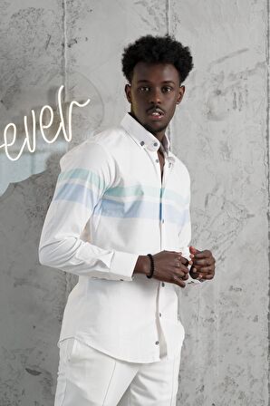 Advante Panolu Yaka Düğmeli Pamuklu Slimfit Yazlık Gömlek
