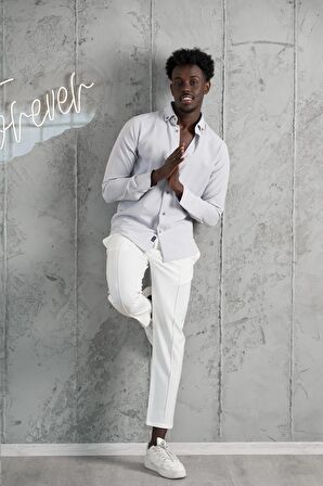 Advante Armürlü Likralı Yaka Düğmeli Slimfit Yazlık Gofre Kumaş Gömlek