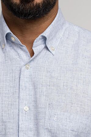 Geniş Ve Rahat (Bol) Kesim Cepli Bitik Kareli Klasik Kısa Kol Erkek Gömlek