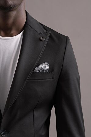 Carutte Slimfit Sivri Yaka Torba Cep Düz Kumaş Pileli Pantolon Takım Elbise